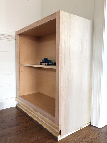 End Panel Attached To Base cabinet for built-in bookshelf