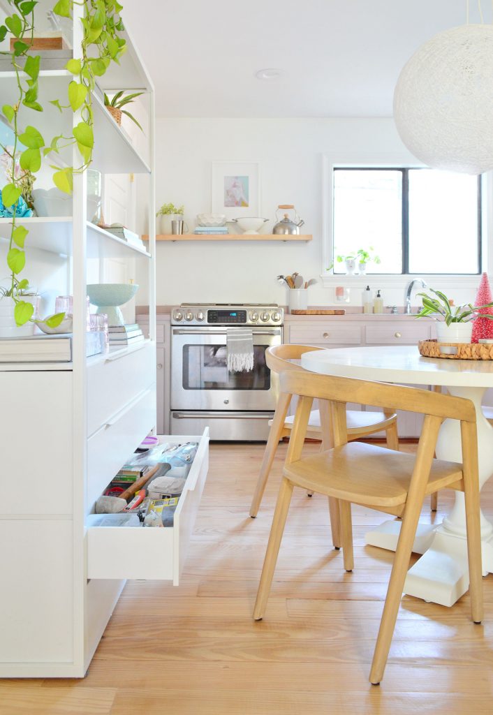 Kitchen Split Shelves Tool Drawer Walkway