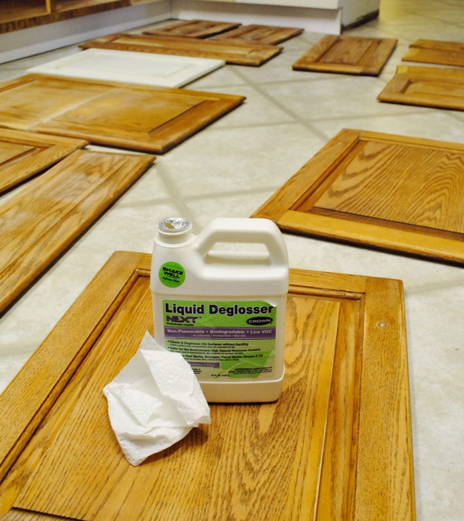 Liquid Deglosser On Wood Cabinets Before Painting